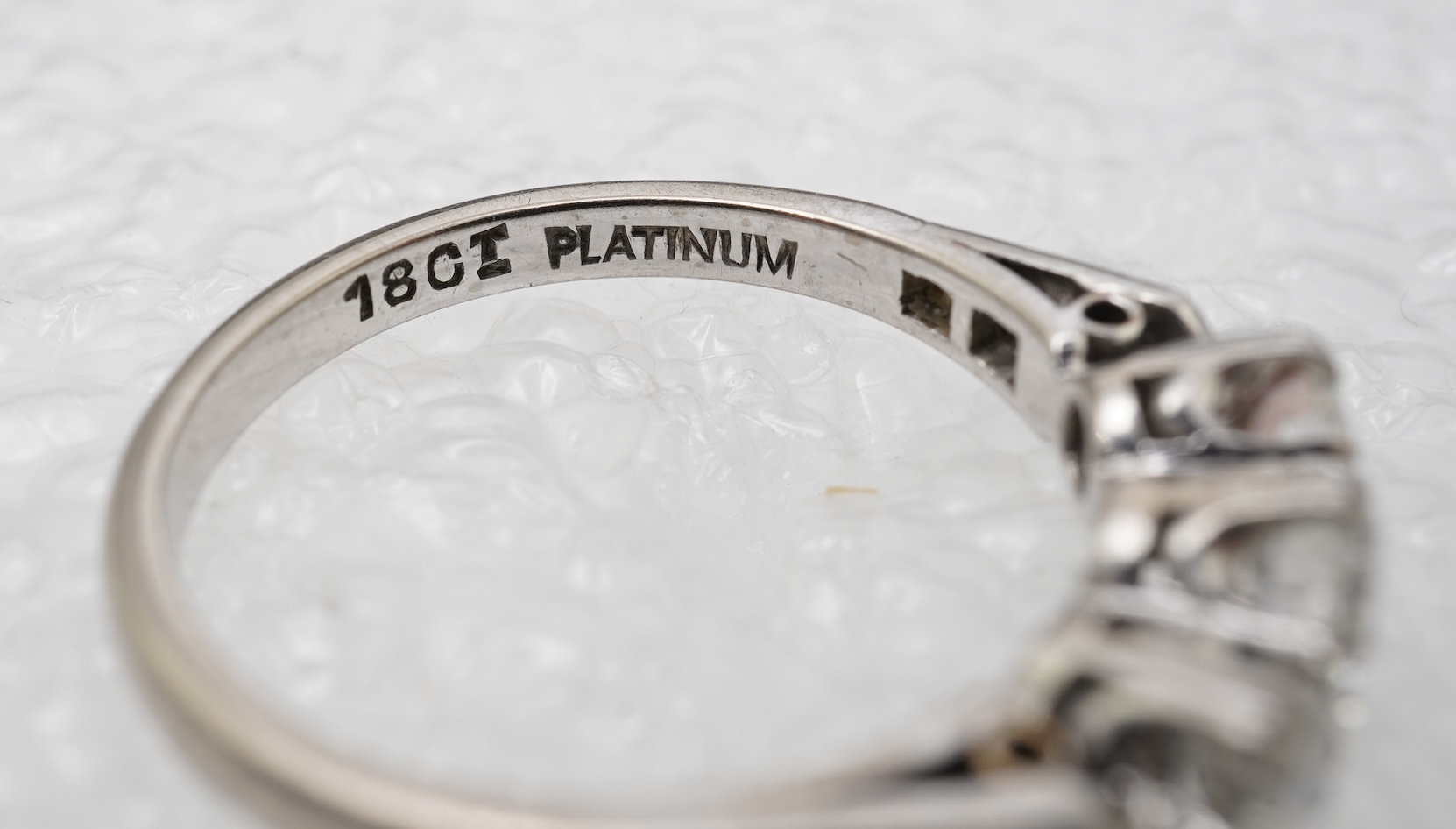 A diamond three-stone ring